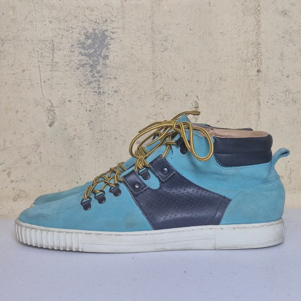 KG Kurt Geiger High Top Sneakers Mens 43 (US 10.5) Blue Suede Leather